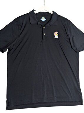 Chubbies Mens Performance Polo Shirt Black With Parrot Logo Size XL Golf Casual